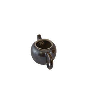 Top view of PorSva No.65 wood-fired clay teapot showing lid structure and firing texture