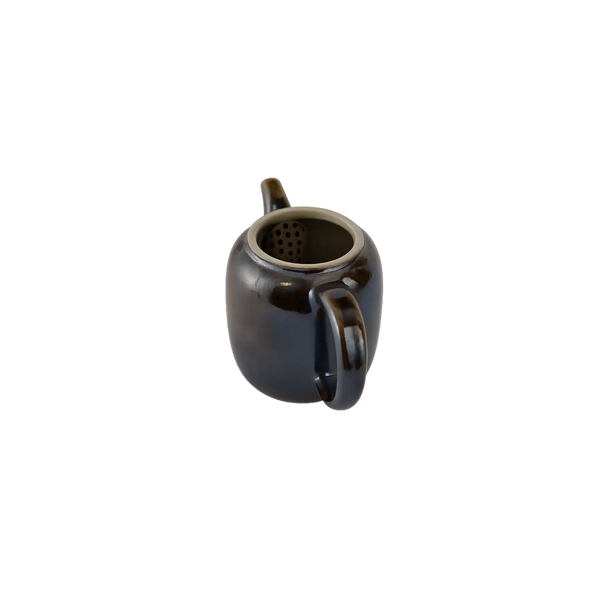 Interior view of PorSva No.66 wood-fired clay teapot showing natural unglazed interior