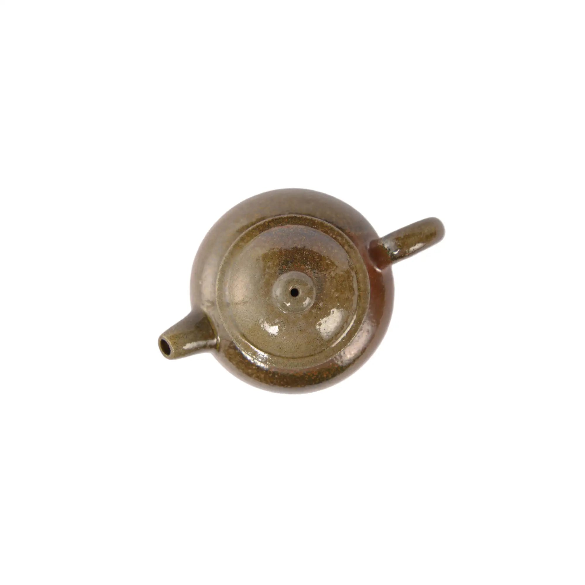 Top view of PorSva No.46 wood-fired clay teapot showing lid and organic kiln-fired surface texture