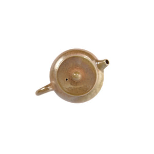 Top view of PorSva No.47 wood-fired teapot showing lid and organic kiln-fired surface texture