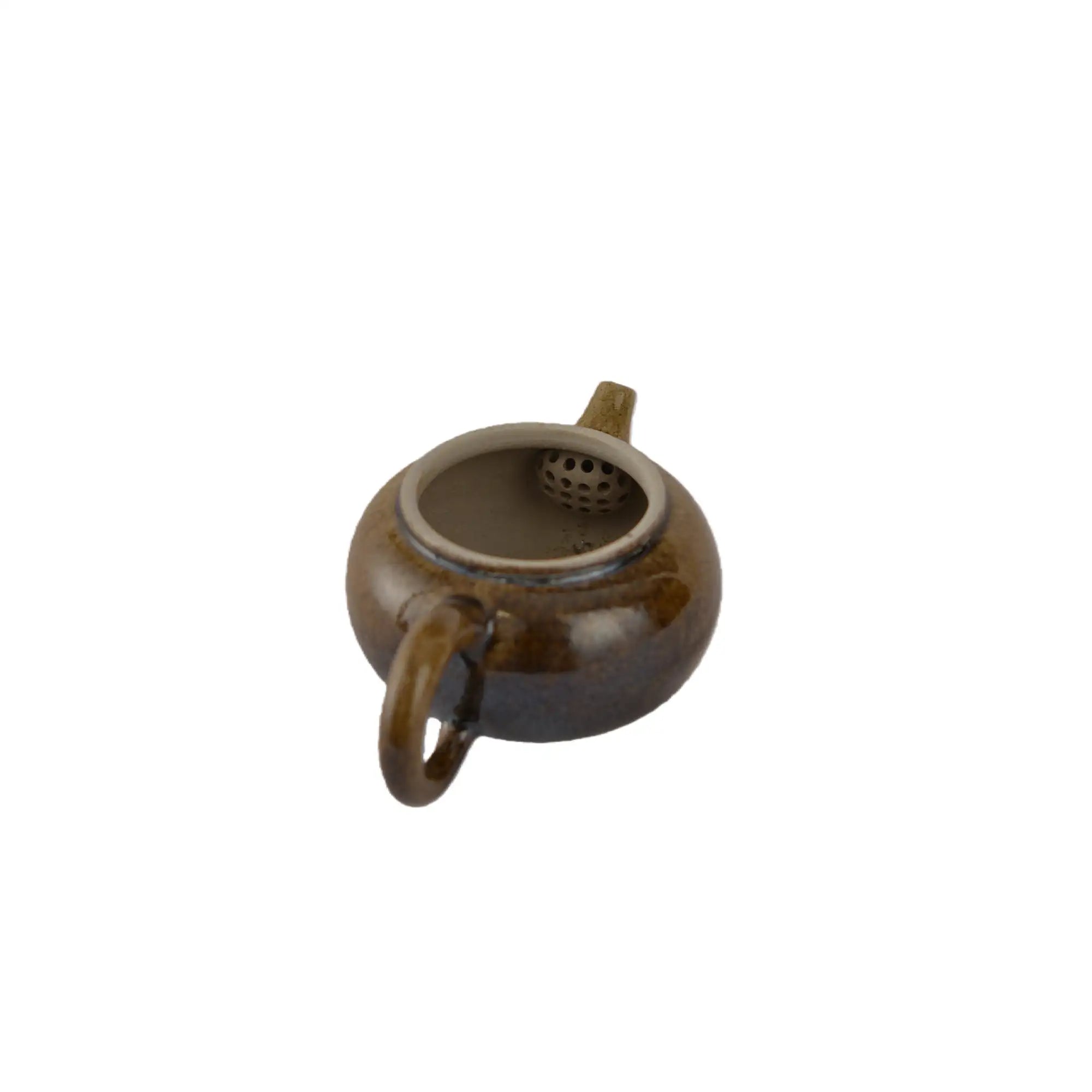 Interior view of PorSva No.64 wood-fired clay teapot showing natural unglazed interior