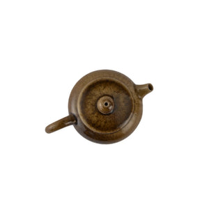 Top view of PorSva No.64 wood-fired clay teapot showing lid structure and firing texture