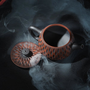 Jianshui Han Tile teapot with lid removed showing the opening