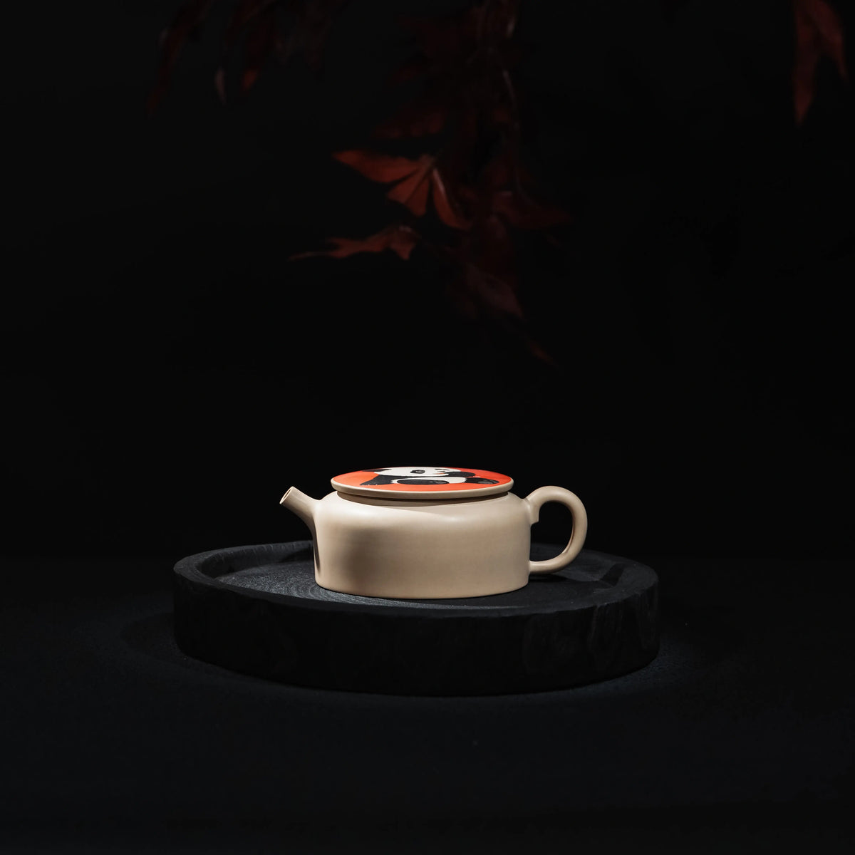 Handmade Jianshui panda inlay teapot, 210ml