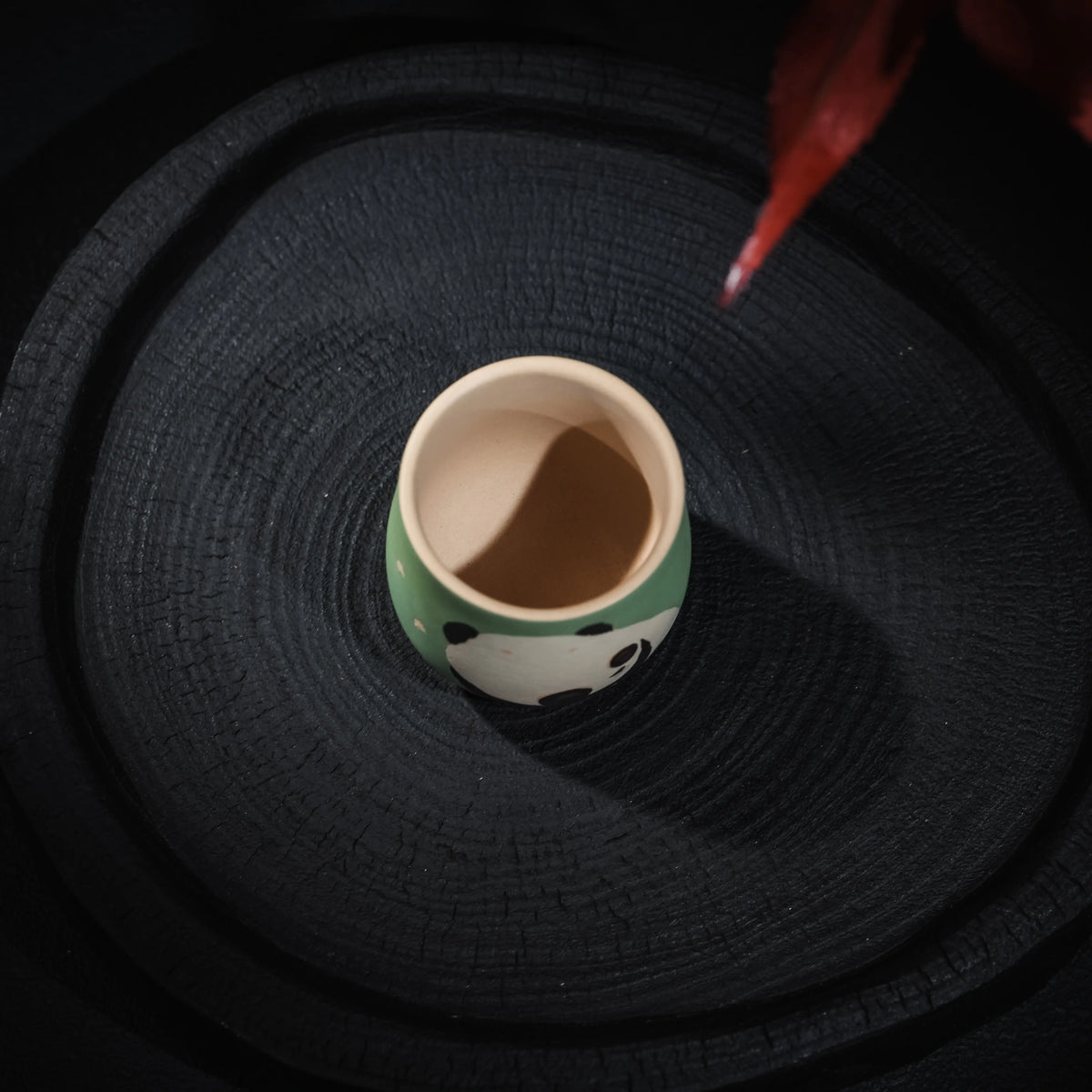Jianshui panda teacup showing the top view