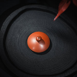 Top view of handmade Jianshui red clay teapot