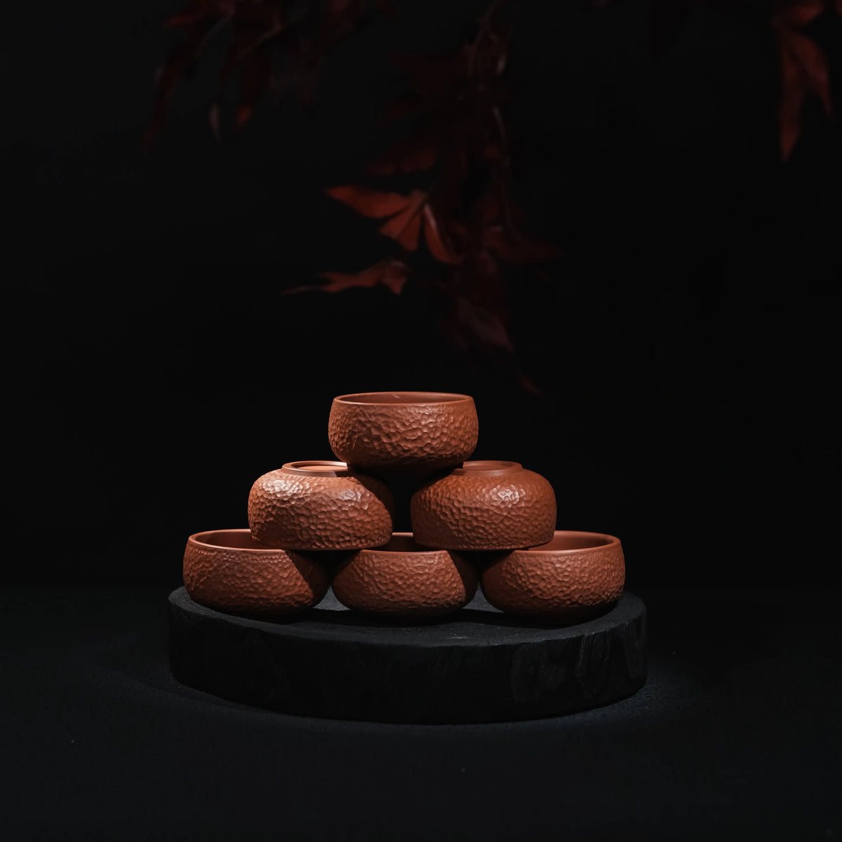 Handmade Jianshui red clay textured tea cups, each sold individually