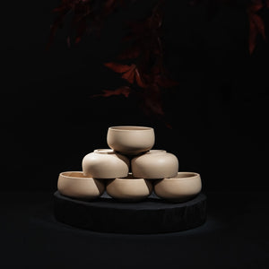 Handmade Jianshui white textured tea cups, each sold individually