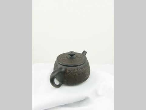 360° rotating view of PorSva No.37 Hanwa Fu character Jianshui Zitao pottery teapot