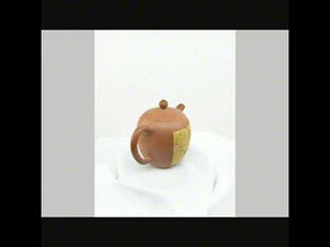 360° rotating view of PorSva No.49 red Jianshui clay landscape and calligraphy carved teapot