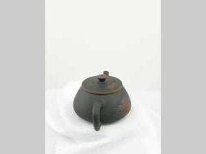 360° rotating view of handcrafted clay teapot No.23 with Bodhi pattern and peony relief design