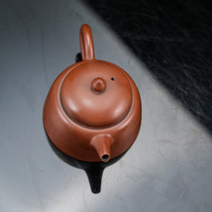 Top view of handmade Jianshui red clay teapot