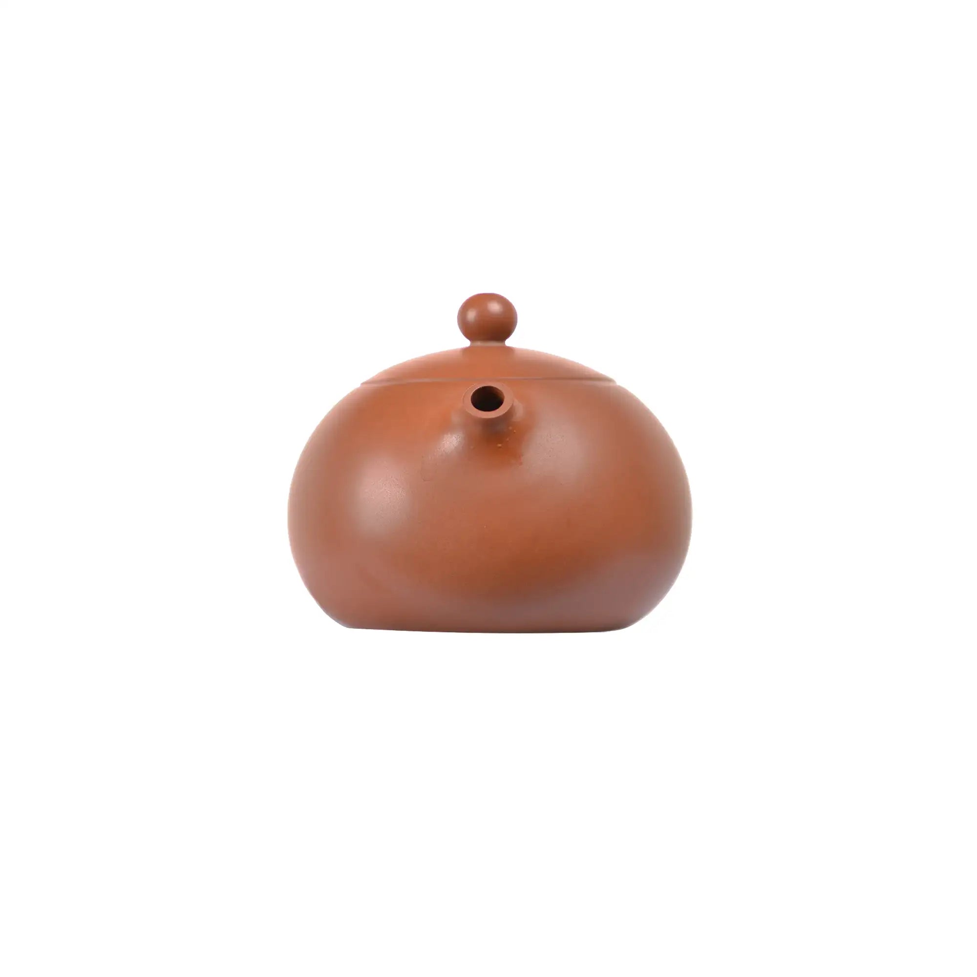 Front view of PorSva No.50 plain red clay teapot with natural unglazed surface