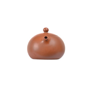 Front view of PorSva No.50 plain red clay teapot with natural unglazed surface