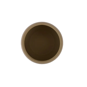 Interior view of a handmade pottery tea canister with unglazed burnished surface.