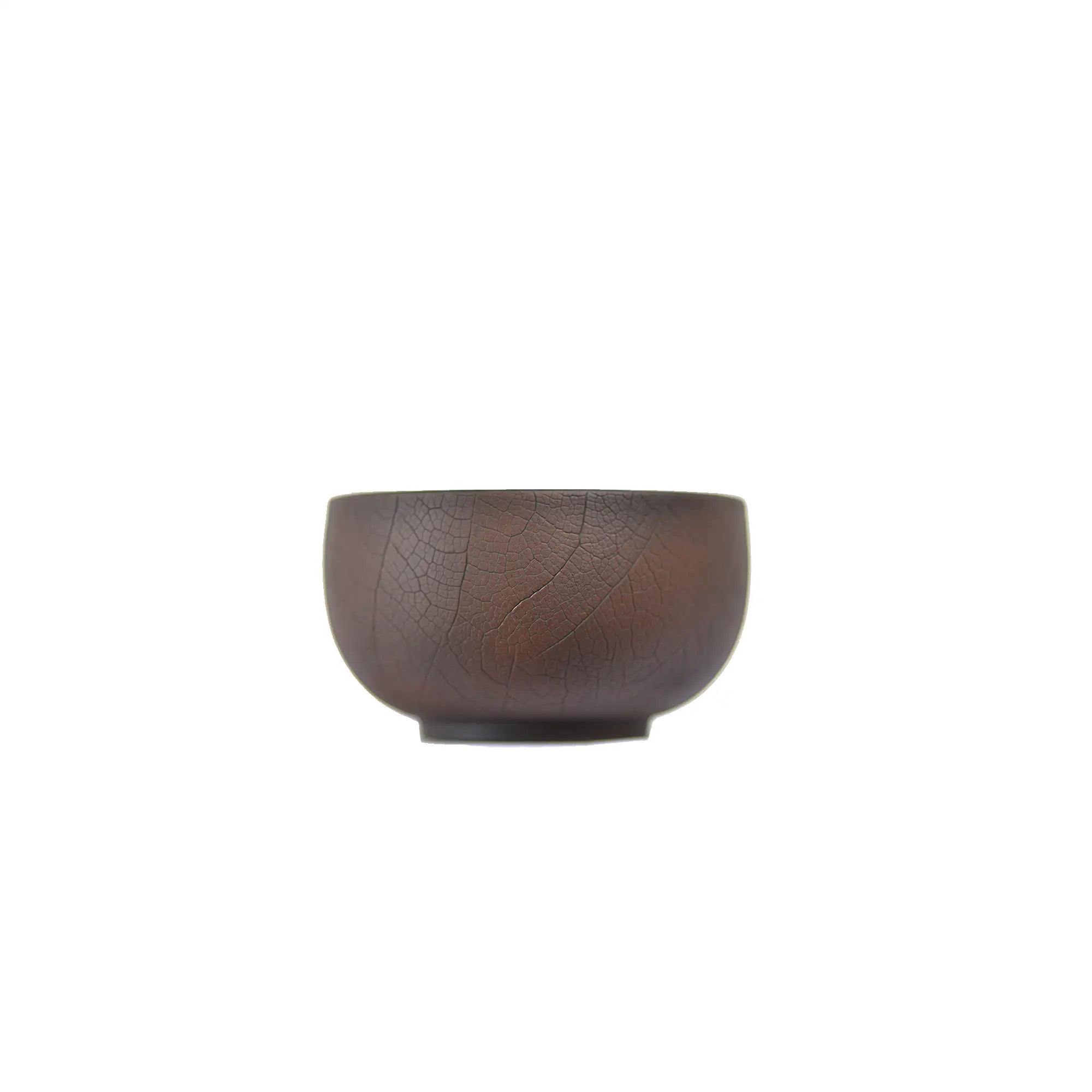 Jianshui zitao tea cup warm brown tone featuring a bodhi pattern texture