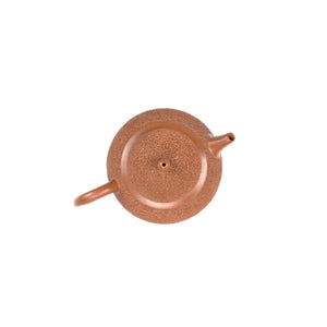 Jianshui zitao red clay teapot, top view showing lid and spout alignment.