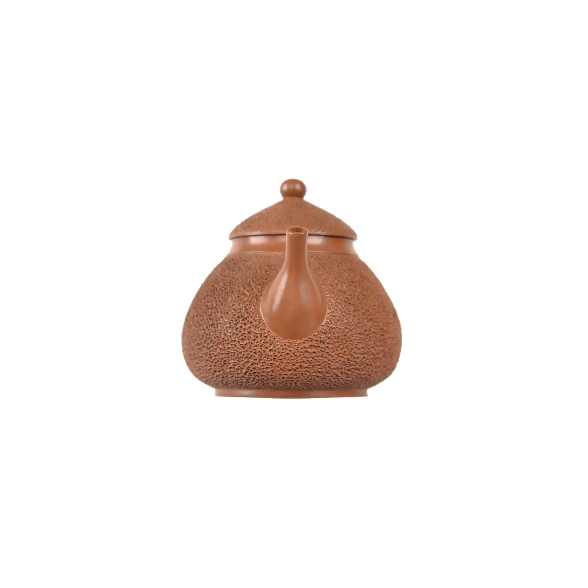 Jianshui zitao red clay needle-textured pear-shaped teapot, front view with spout
