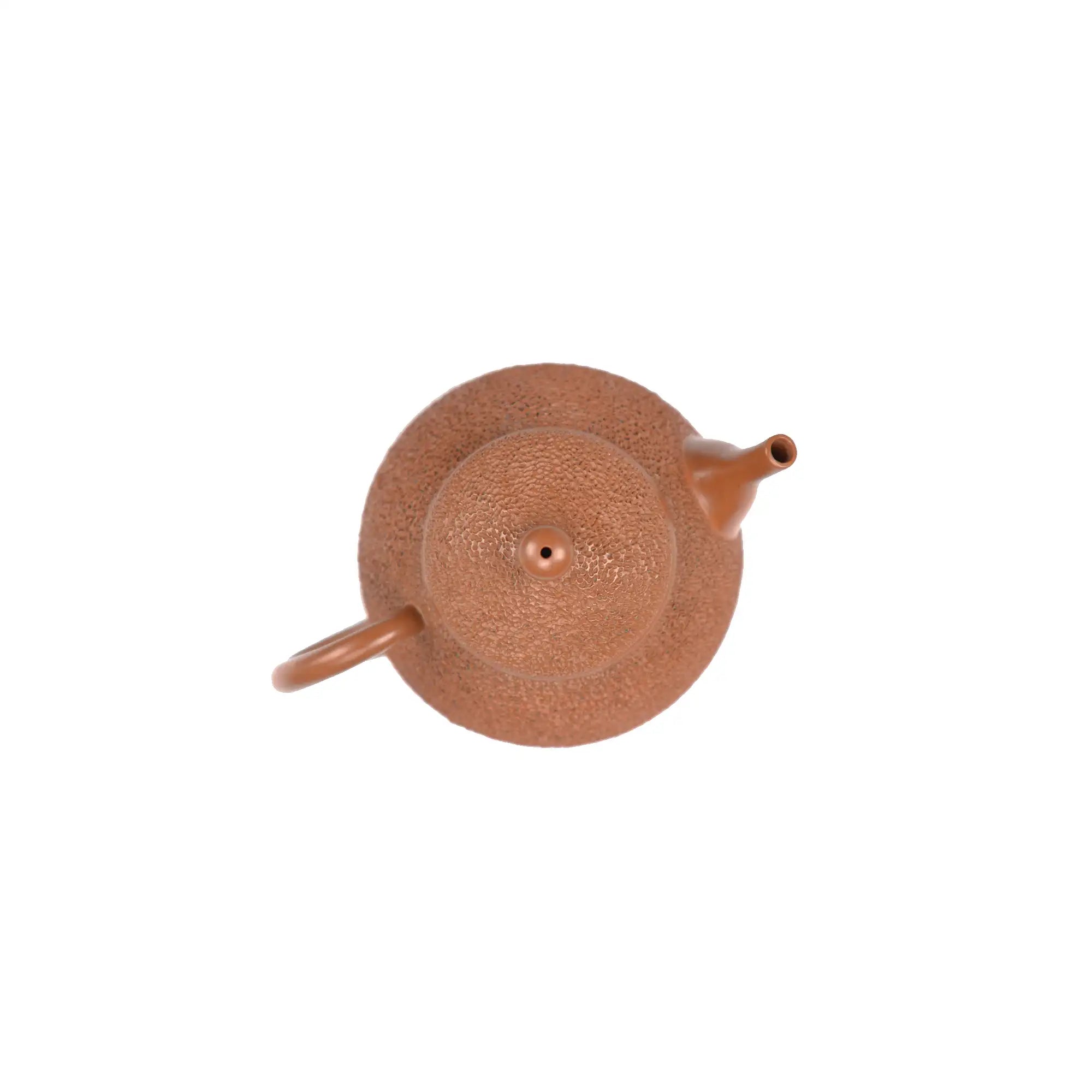 Jianshui zitao red clay pear-shaped teapot, top view showing lid and spout alignment
