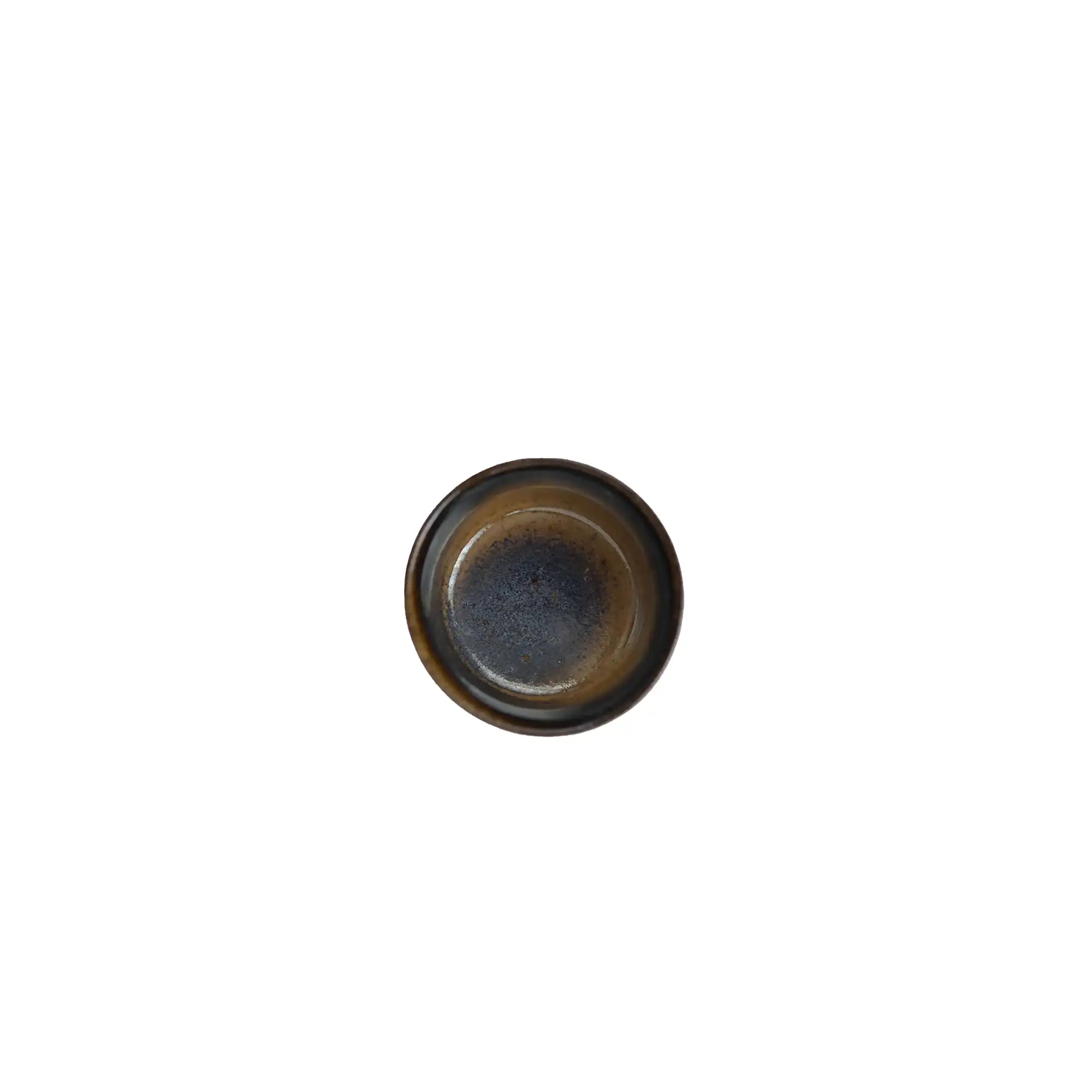 Jianshui zitao wood-fired cup, top view highlighting the kiln-darkened rim