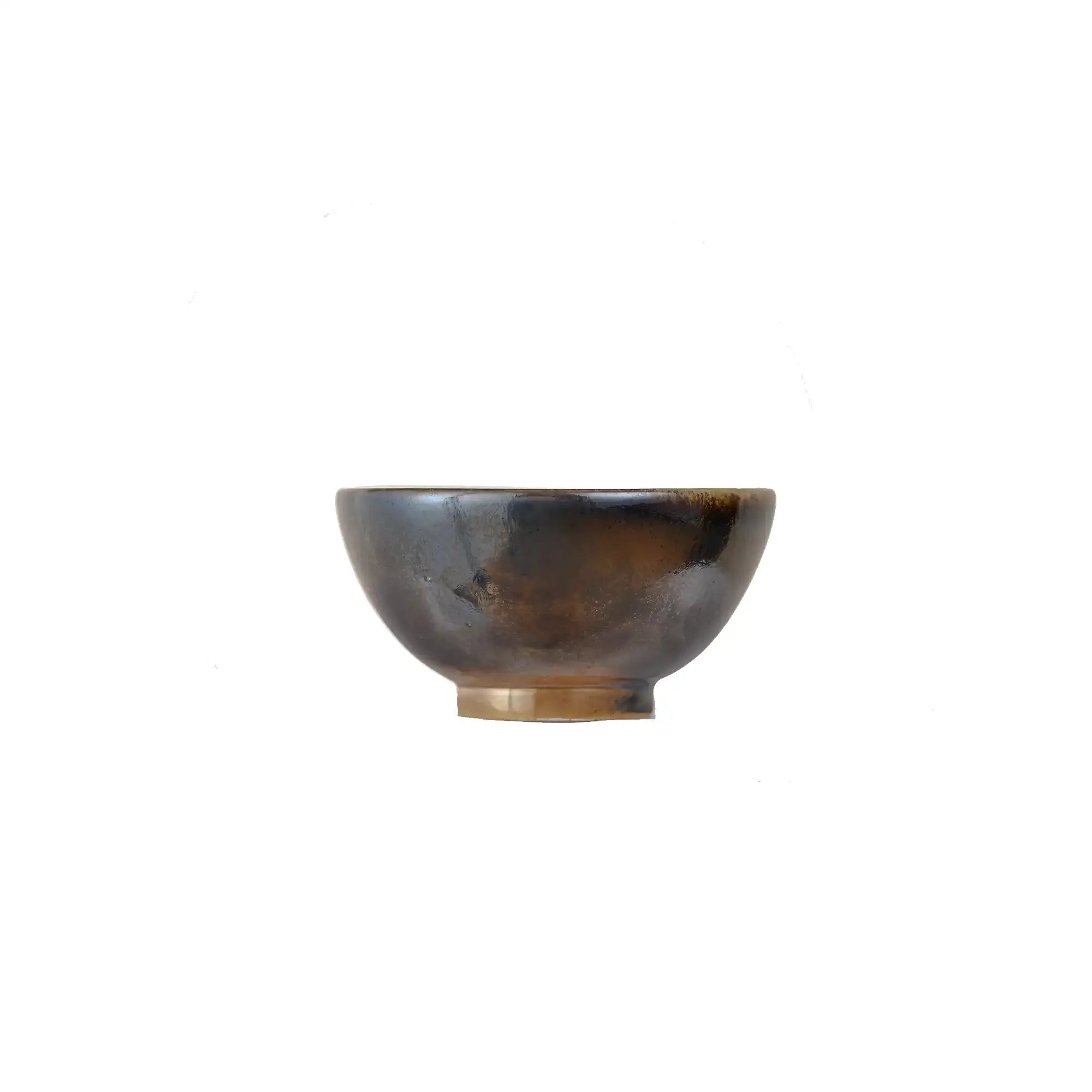 Jianshui zitao wood-fired cup with concentrated ash accumulation and dark-to-light contrast, side