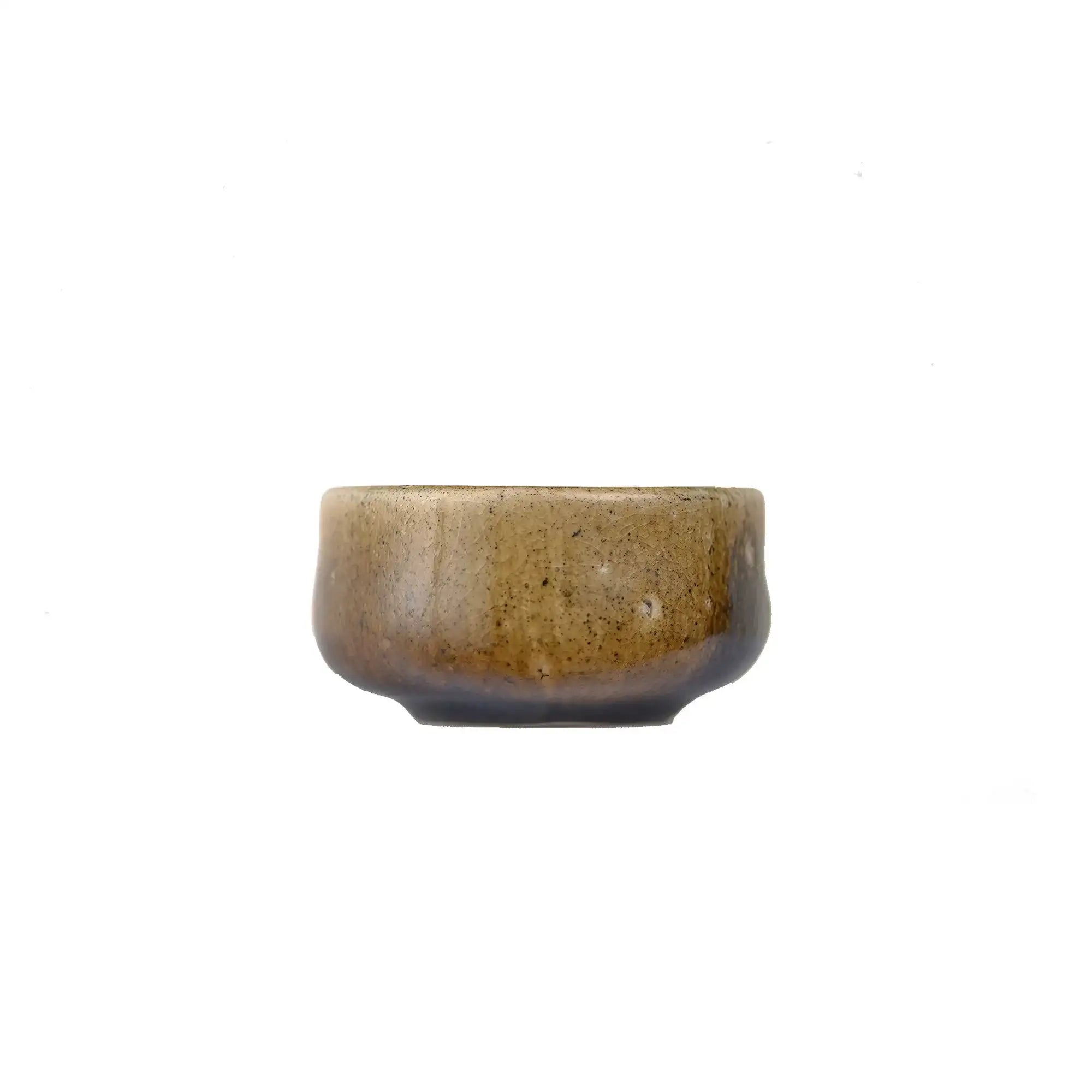 Jianshui zitao wood-fired cup with naturally settled ash tones formed in the kiln, side view